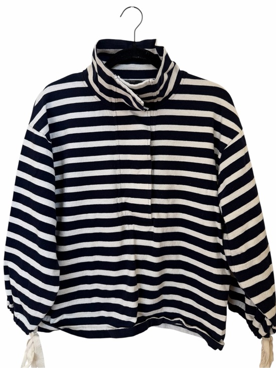 J. Crew Sweaters - J. Crew Navy and White Striped snap-neck knit popover